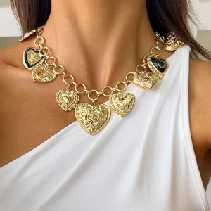 Alloy Heart Pendant Necklace Colorfast Choker Necklace Holiday Party - Picture 1 of 6
