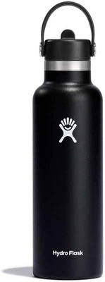 Hydro Flask - Botella de agua 621 ml (21 oz) con pajita flexible 621 ml (21 oz), negra  Foto 1 de 2