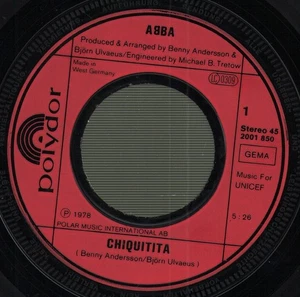 Abba Chiquitita C/W Lovelight 7" vinyl Germany Polydor 1979 7" in repro company - Picture 1 of 2