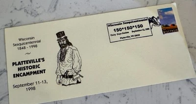 Sesquicentennial Platteville Wisconsin Sept 12, 1998 Envelope & Stamp - Image 1 of 4