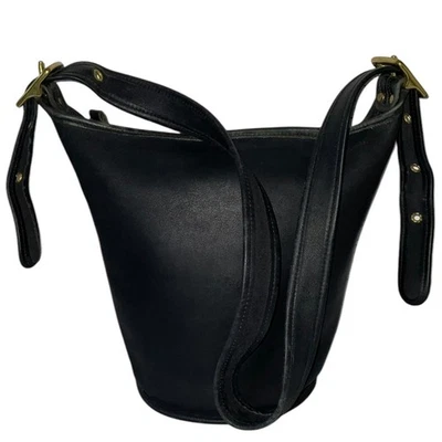 Bolso Bandolera COACH Vintage Helen’s Legacy Negro de Hombro Bolso Cubo de Lona EE. UU. Foto 1 de 4