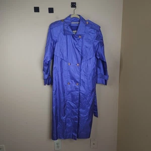 Vintage J. Gabardina impermeable Gallery largo en azul talla 5/6 - Imagen 1 de 14