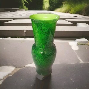 Vintage Large Green And Black Tortoise Empoli Italy White Cased Vase - Picture 1 of 8