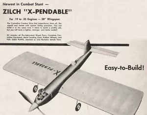 Berkeley Zilch X-pendable OT Model Airplane Plans, 1953-54 - Picture 1 of 9