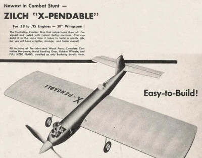 Berkeley Zilch X-pendable OT Model Airplane Plans, 1953-54 - Image 1 of 4
