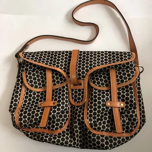 Mia Bossi Reese large messenger bag purse polka dot leather accents lined - Picture 1 of 10