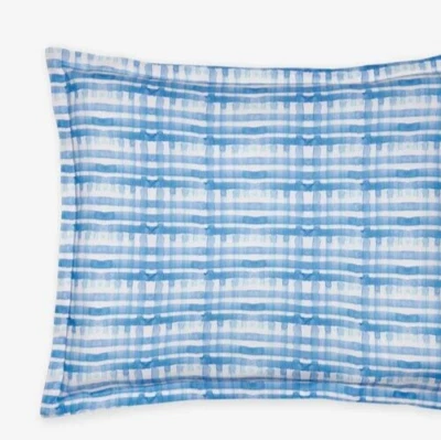 Sferra Plaidino Euro Sham (1) Хлопковая Перкаль Синяя Шотландка Clearwater Италия НОВАЯ - Изображение 1 из 4