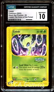CGC 10 GEM MINT Celebi # 50 WOTC Black Star "4-EVER" PROMO Carta Pokemon - Foto 1 di 2