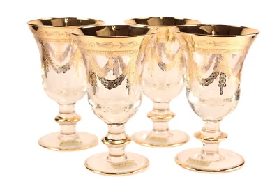 Juego de 4 copas de vino de oro 24K Neiman Marcus Arte Italica Medici de colección Foto 1 de 4