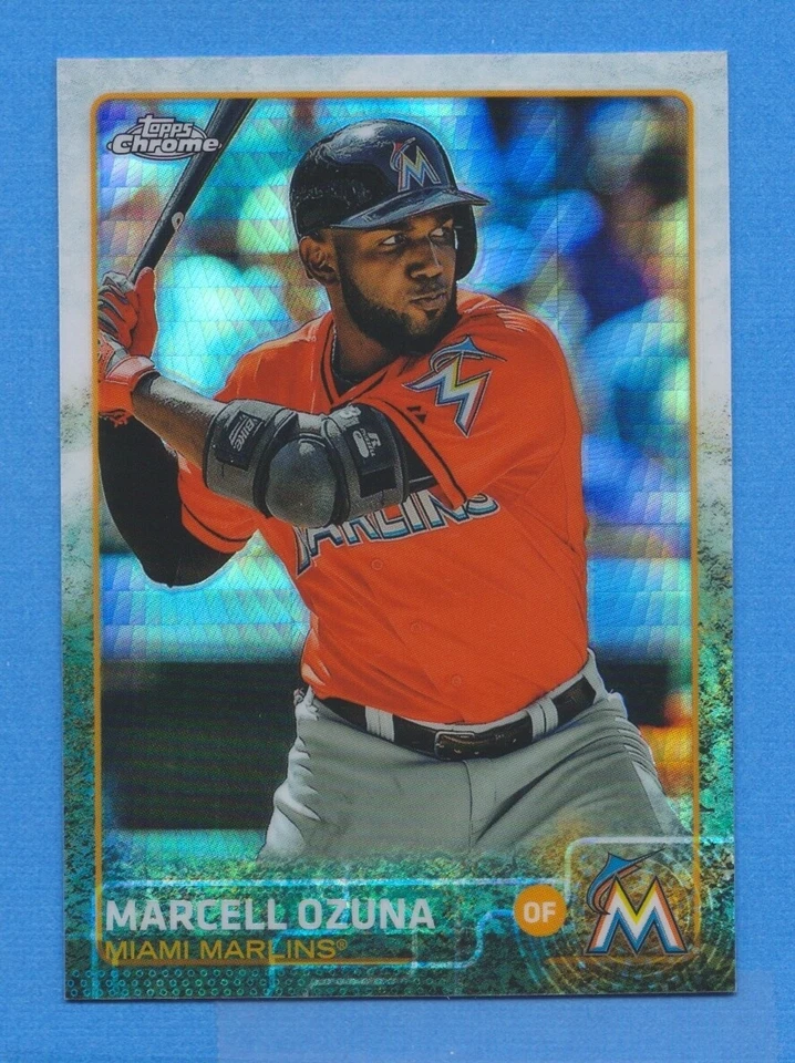 2015 Topps Chrome Prism Refractor #182 Marcell Ozuna Marlins - Image 1 of 1