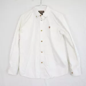 Ariat Shirt Boys Large 14-16 Western Cowboy Rodeo Button Down White Long Sleeve - Picture 1 of 6