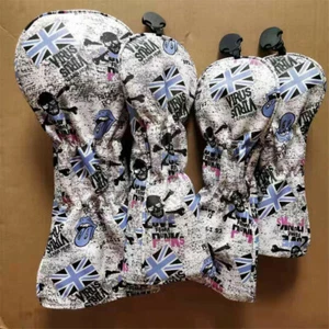 4pcs Union Jack with Skull Headcover For Driver #3 #5 Fairway Wood Hybrid Blue - Picture 1 of 6