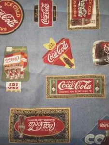 coca-cola coke rare fun fabric length piece 22 x 15 1/2 inch - Picture 1 of 2