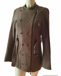 Capotto Corto Verde Militare In Misto Lana Taglia XS Donna Brand Silvian Heach - Foto 1 di 14