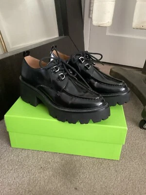 Sam Edelman Lug 鞋底乐福鞋 8 码黑色皮革带盒 — 第 1/4 张图片