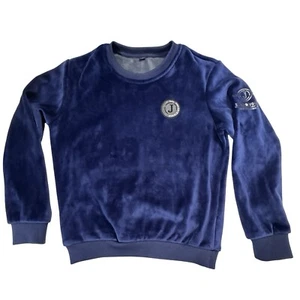 Women's Sz XL Royal Blue Luxurious Velour Sweatshirt Crew Neck Ribbed Cuffs Neck - Picture 1 of 14