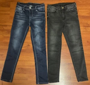 Girls Favorite Knit Light & Dark Denim Jeans Size 10/12 Stretch Adjustable Waist - Picture 1 of 3