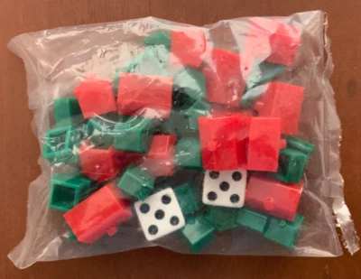 大富翁全新密封房屋酒店骰子白色红色绿色替换件 — 第 1/2 张图片