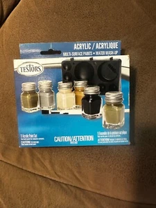 Testors 6 Camo Color Flat Acrylic Model Paint & Brush Set (9103) - Picture 1 of 4