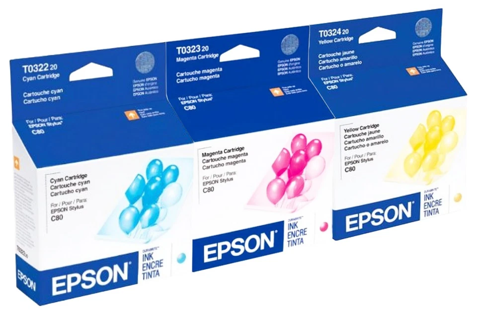 Cartucho de tinta Epson 32 T0322 T0323 T0324 paquete de 3 GENUINO NUEVO para Stylus C80 Foto 1 de 1