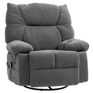 HOMCOM Vibration Massage Chair Recliner with Heat, Oversized Swivel Rocker Chair - Picture 1 of 10