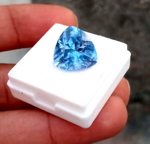 9.85 Ct Natural Blue Ceylon Sapphire Loose Trillion Cut Gemstone AAA