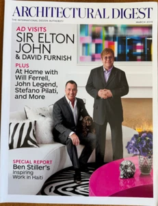 Architectural Digest March 2013 Elton John Will Ferrell John Legend 168 pg - Picture 1 of 1
