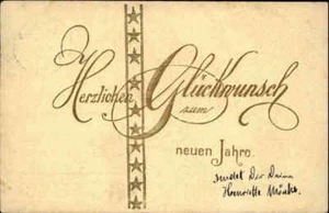 Künstlerkarte 1905 gelaufen mit Stempel CREFELD Gruss Neujahr, Goldschrift AK - Afbeelding 1 van 2