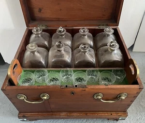 George III Mahogany & Brass Bound Officers Mess Floor Campaign Drink Chest c1800 - Picture 1 of 10