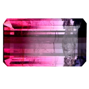 3,32 ct Achteck (12x7mm) unbeheizt/unbehandelt Wassermelone Turmalin - Bild 1 von 2