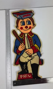 Pennant Standee vintage 21" anni 70 MLB Philadelphia Phillies feltro "PHIL" - Foto 1 di 3