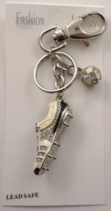 Rhinestone Bling Soccer Cleat Show Charm Shoe Charm Key Chain Purse Fob - Picture 1 of 4