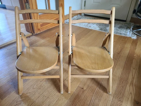 MCM 2 Folding Solid Wood Kids Chairs Cover