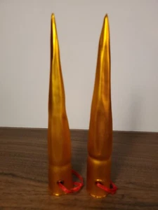 2 Vintage 8" Fluted Cone Spike Golden Rare Glass Christmas Ornaments - Picture 1 of 4