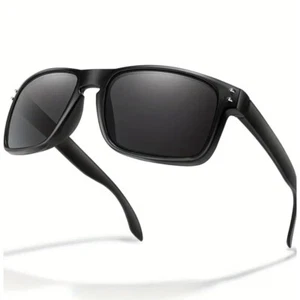 Polarized Sunglasses Men Black Lens Square Frame Lentes New Driving Lentes Gafas - Picture 1 of 5