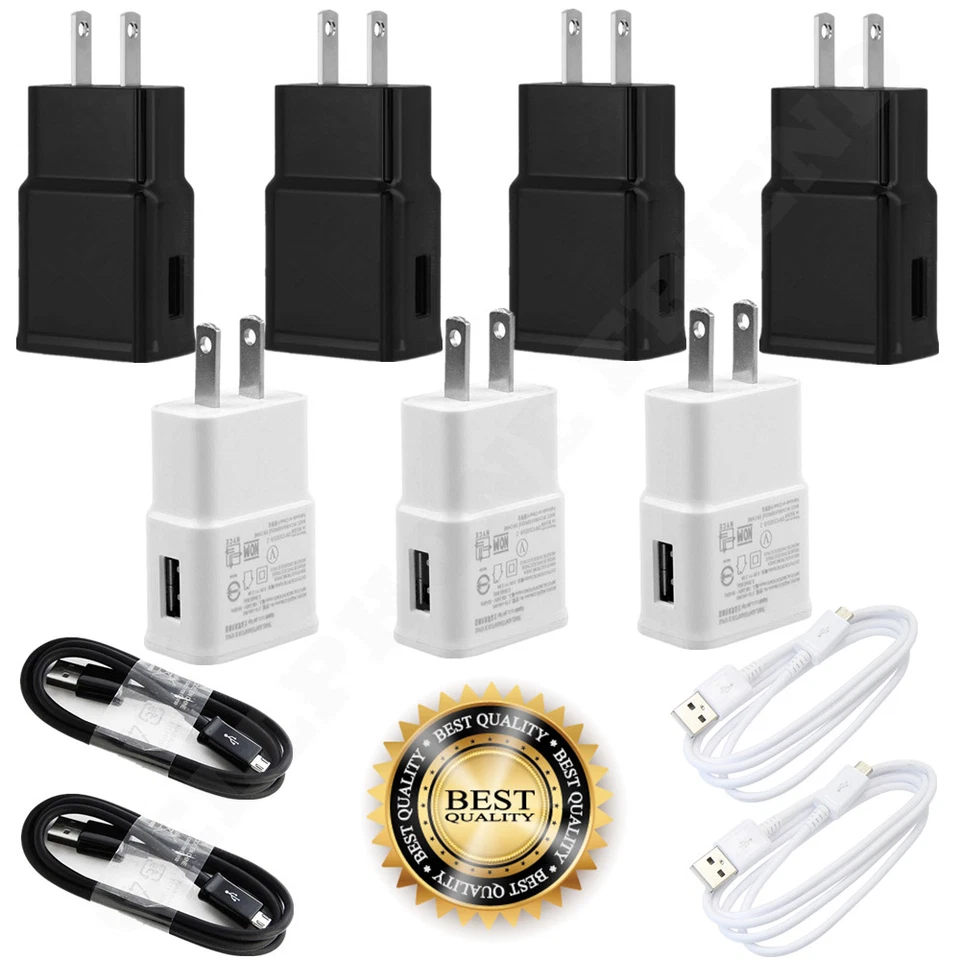 Lot USB Power Adapter Home Wall Charger Cable US Plug For Samsung Galaxy Micro - Image 1 of 4