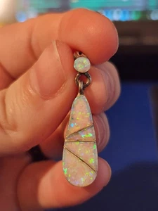 Sterling Silver Opal Dangle Earrings - Picture 1 of 4