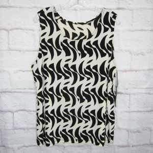CHICO'S TRAVELERS ESSENTIALS Size 4, XXL, Black White Print Reversible Tank Top - Picture 1 of 9