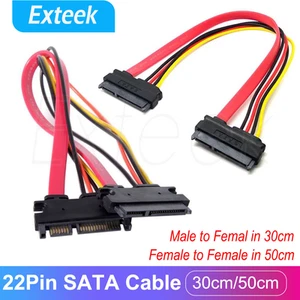 (7+15) 22 Pin SATA Male/Female Data Power Combo Extension Cable Adapter 30/50 CM - Picture 1 of 7