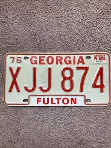1982 Georgia License Plate - XJJ 874 - Very Nice! - Picture 1 of 2