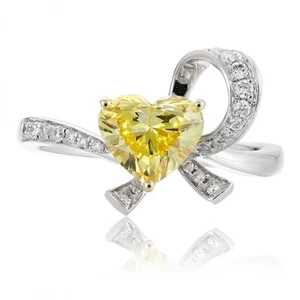 1,14 kt gelber im Labor gezüchteter Diamantring im Herzschliff 14 K Weißgold vergoldet Verlobung - Bild 1 von 8