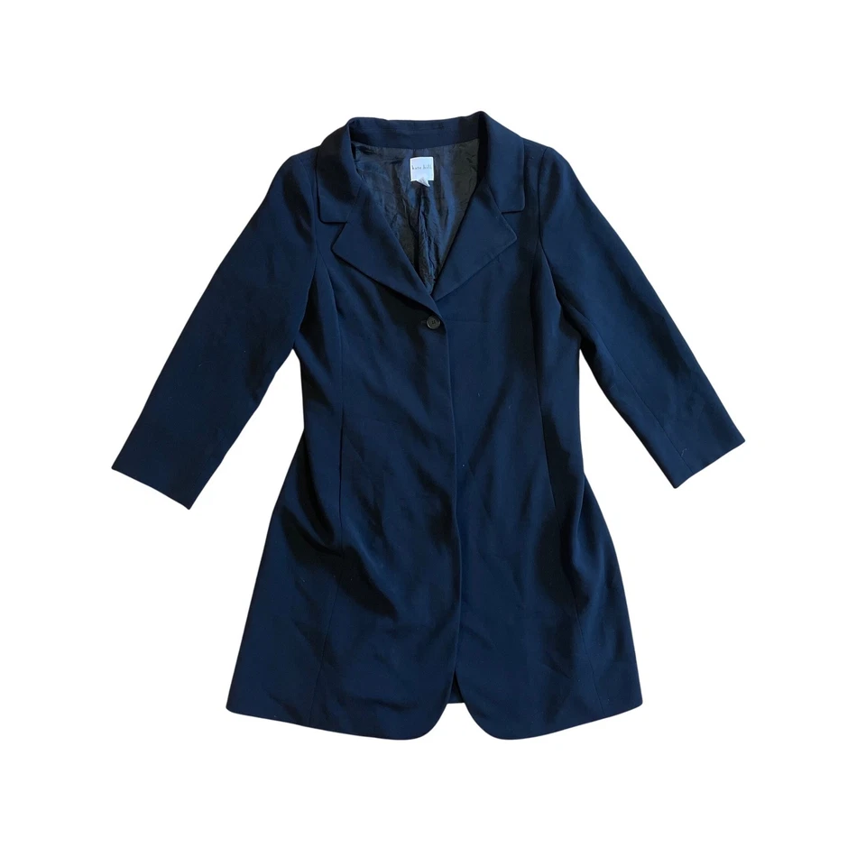 Chaqueta Blazer Larga Kate Hill Mujer Negra Botón Frontal Talla 16 Drama Profesional Foto 1 de 4