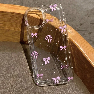 Bow Print Clear TPU Phone Case Compatible with iPhone 17 16 15 14 13 Pro Max - Image 1 of 4