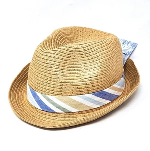 Tommy Bahama KIDS Fedora Sun Hat Beige Natural Straw Summer Tan Vacation Cap NWT - Picture 1 of 21