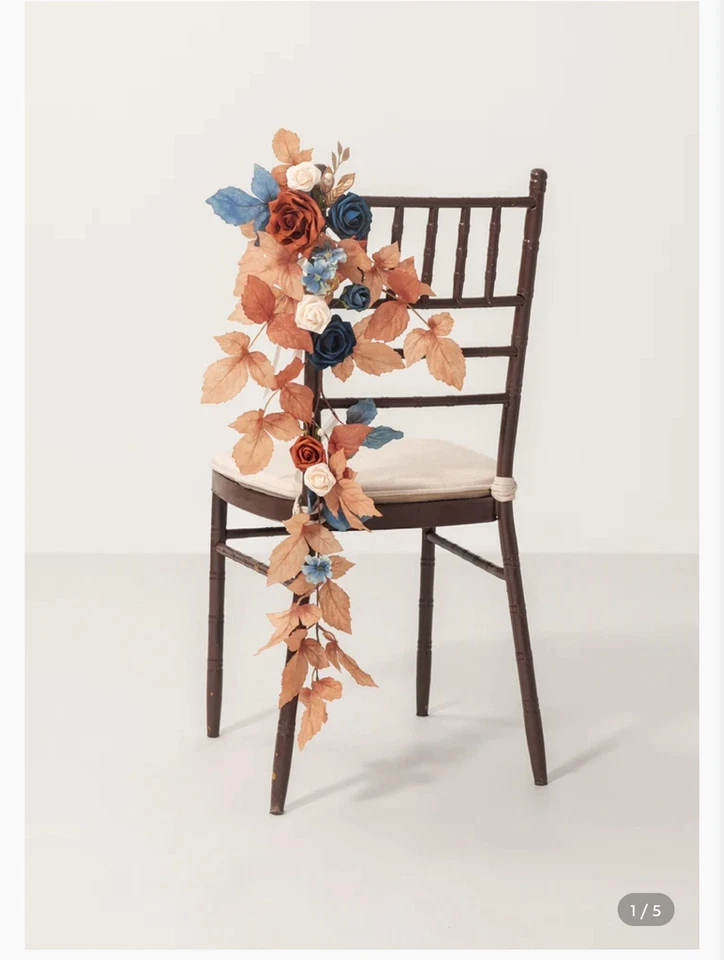 Silla de boda Ling's Moment 10 piezas decoraciones florales, naranja quemado y azul Foto 1 de 1