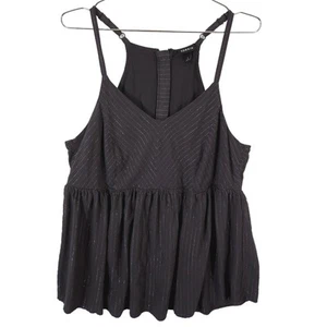 Torrid Tank Top Womens 1 Gray Silver Striped Spaghetti Strap Zip Up Back Preppy - Picture 1 of 10