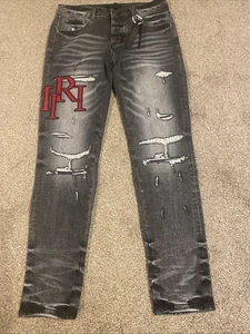 Amiri Herren Jeans schwarz/rot Amiri Größe 30 brandneu authentisch mit Etikett. - Bild 1 von 8