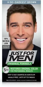 Just For Men Shampoo-In Hair Color Darkest Brown H50 with Keratin 1 ct Pack of 3 - Picture 1 of 6