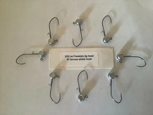 25 Hand made 3/32 oz w/ keeper freestyle jig heads with a #1 bronze sickle hooks - Picture 1 of 1