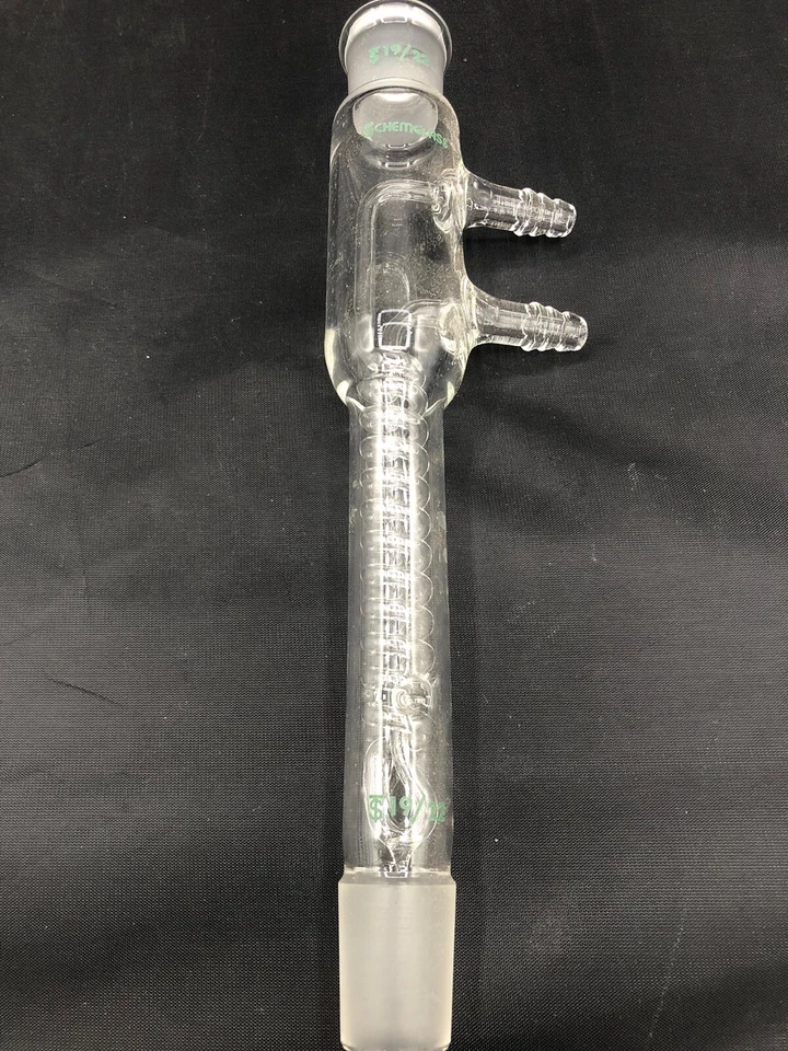 CHEMGLASS Glass 19/22 Joints 100mm Jacket Style A Reflux Condenser CG-1213-19 - Image 1 of 4